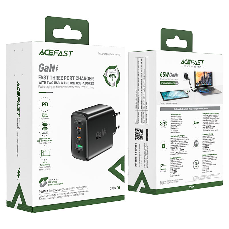 A41 PD65W GaN (2USB-C+USB-A) charger (EU)-